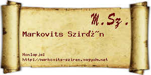 Markovits Szirén névjegykártya